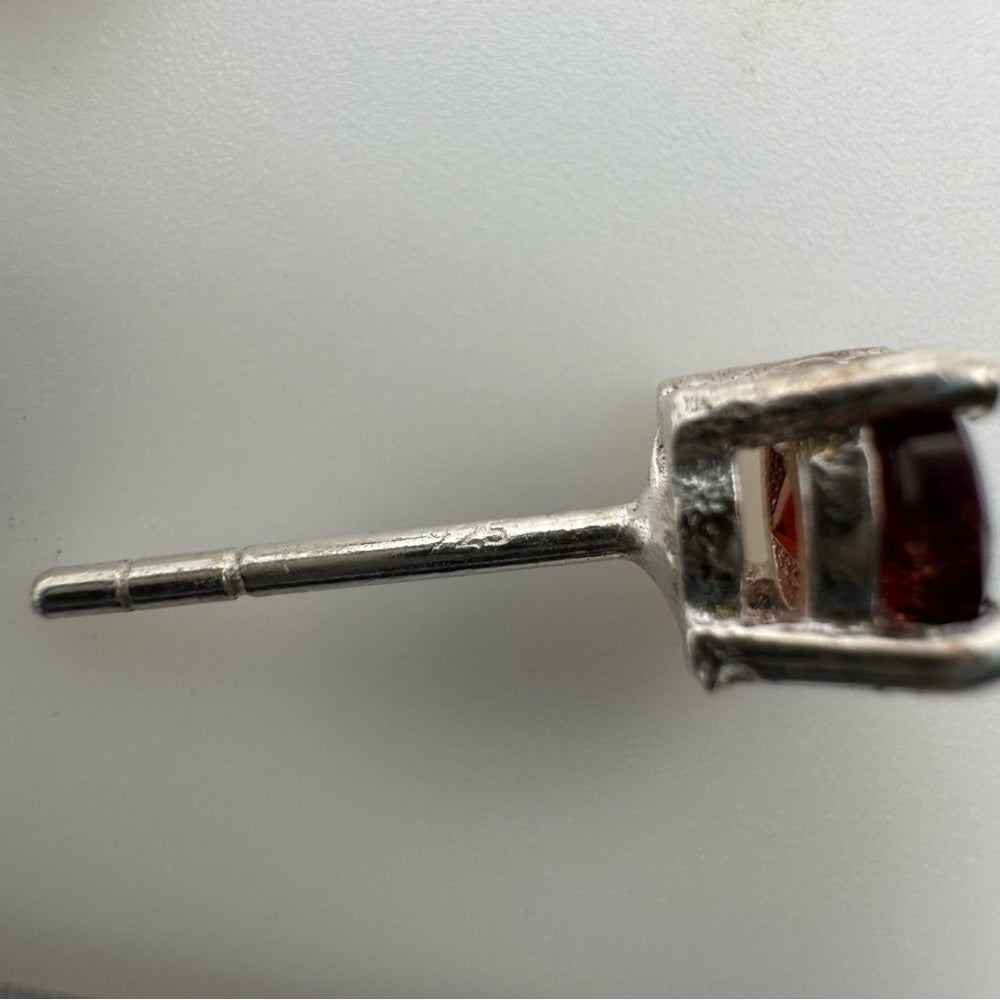 Round Garnet S925 Stud Earrings