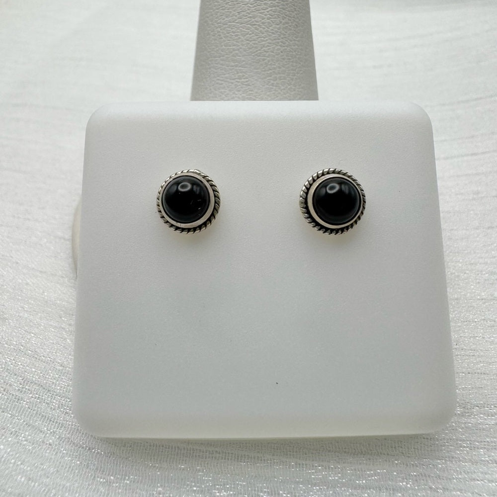 Round Braided Onyx Stud Earrings