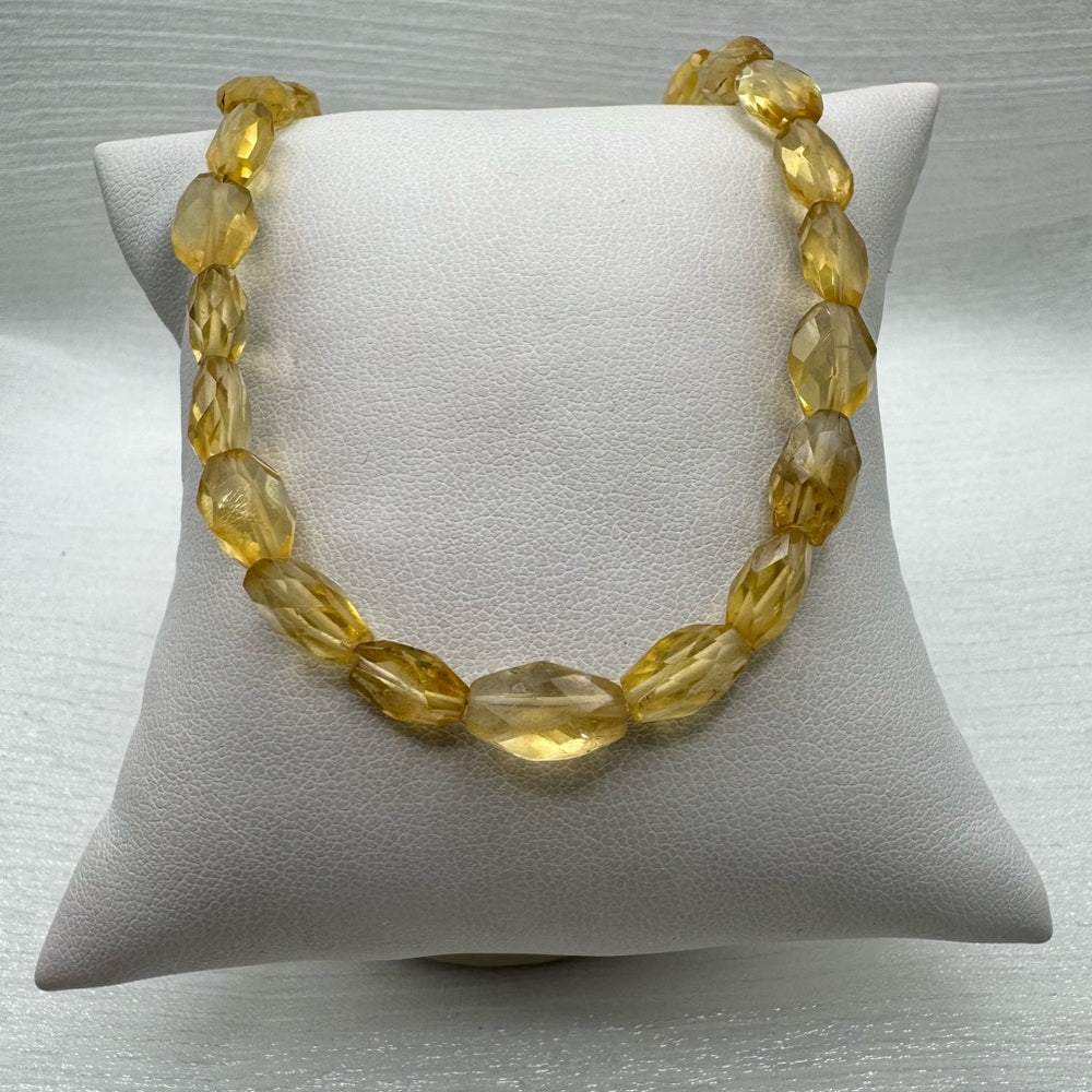 7mm Citrine Natural Beaded Necklace