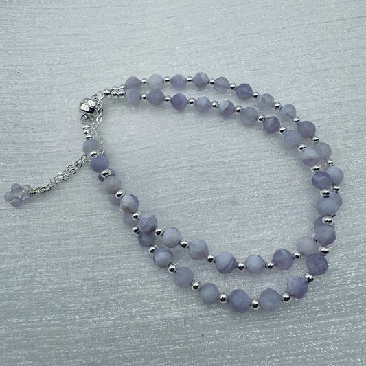 Lavender Quartz Adjustable Double Bracelet 10”