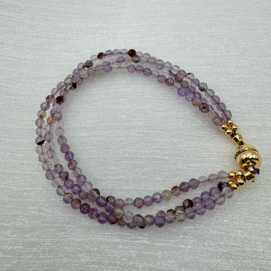 Amethyst Gemstone Gold Bracelet 10”
