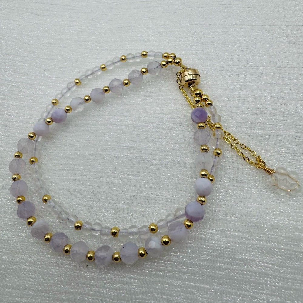Amethyst Gemstone Adjustable Gold Bracelet