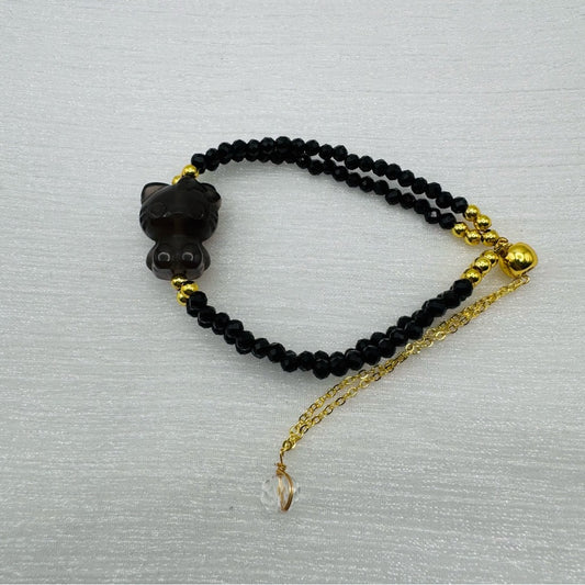 Hello Kitty | Black Onyx Gold Adjustable Bracelet