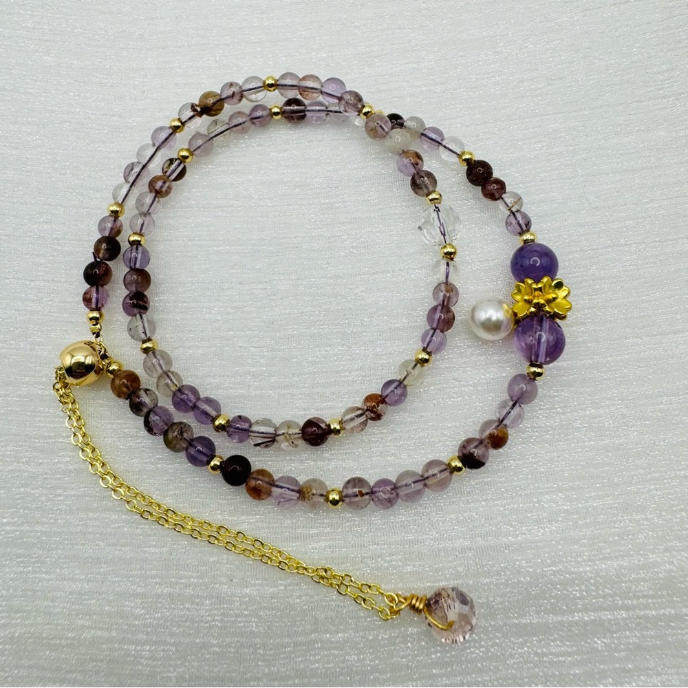 Super 7 Gemstone Double Adjustable Gold Bracelet