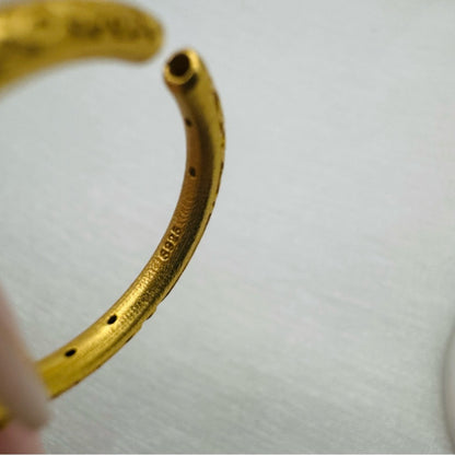 Engraved Micro Jadeite Gold Band