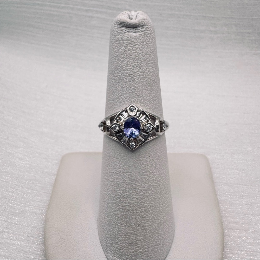 Tanzanite & Pavé Baguette Ring
