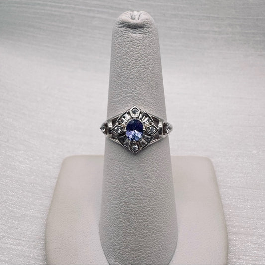 Tanzanite & Pavé Baguette Ring