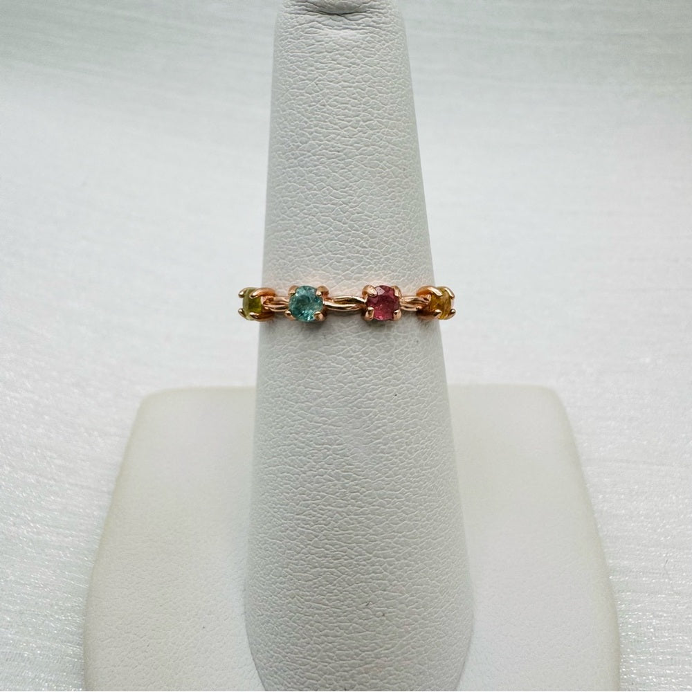 Rainbow Tourmaline Rose Gold Band