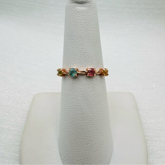 Rainbow Tourmaline Rose Gold Band