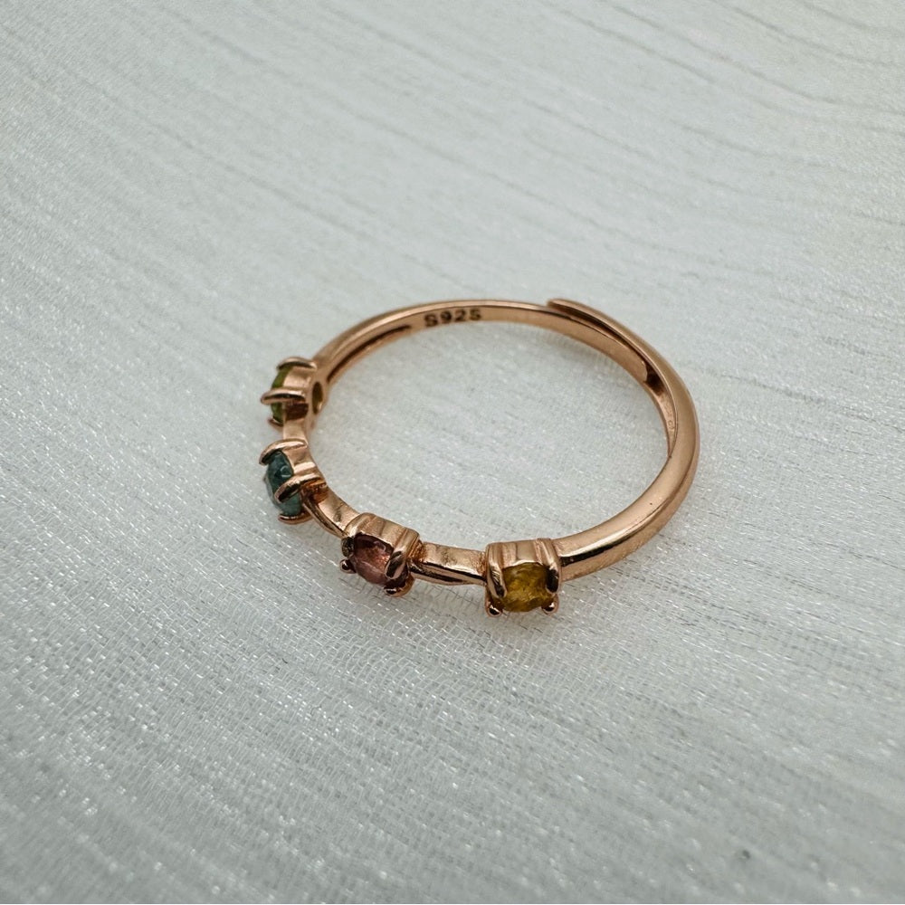 Rainbow Tourmaline Rose Gold Band