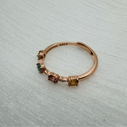 Rainbow Tourmaline Rose Gold Band