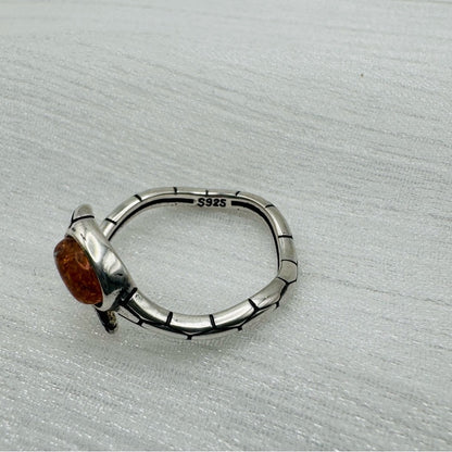 Sunstone Snake Silver Ring