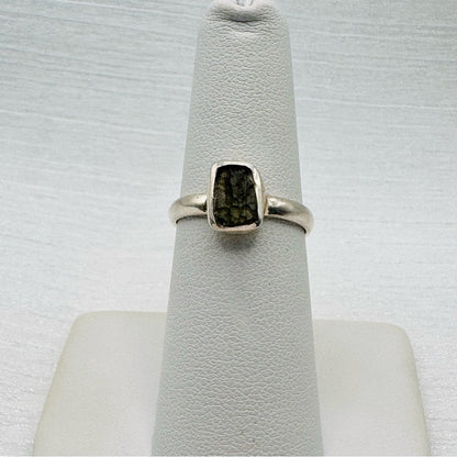 Raw Moldavite Silver Ring