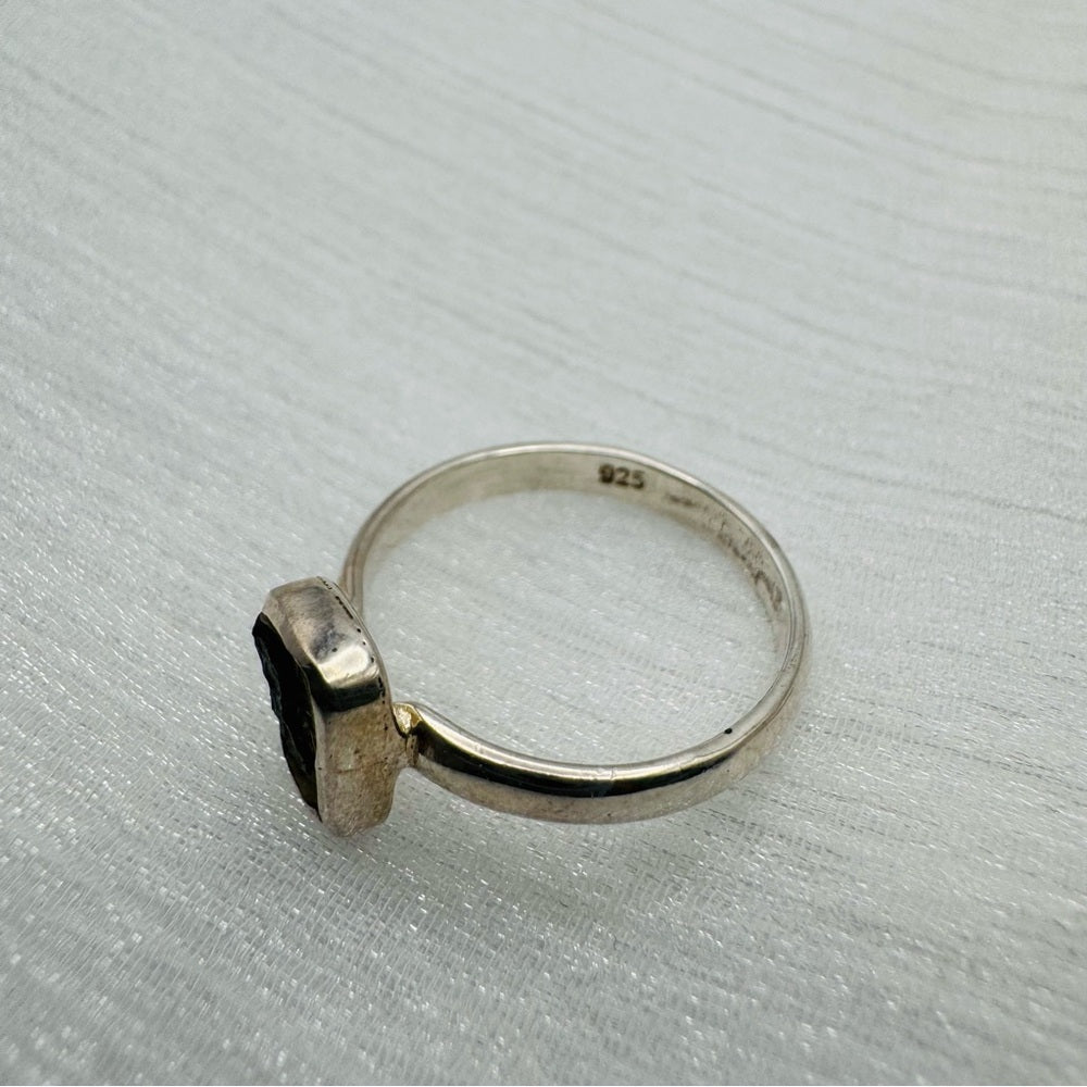Raw Moldavite Silver Ring