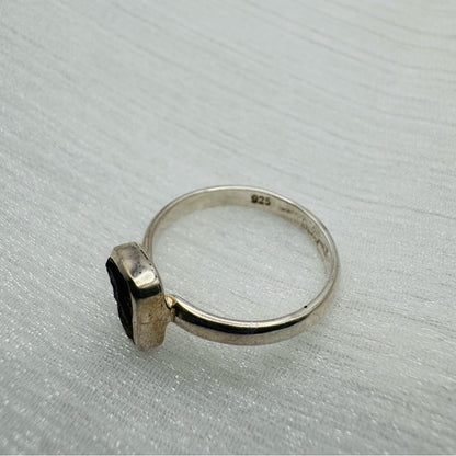 Raw Moldavite Silver Ring