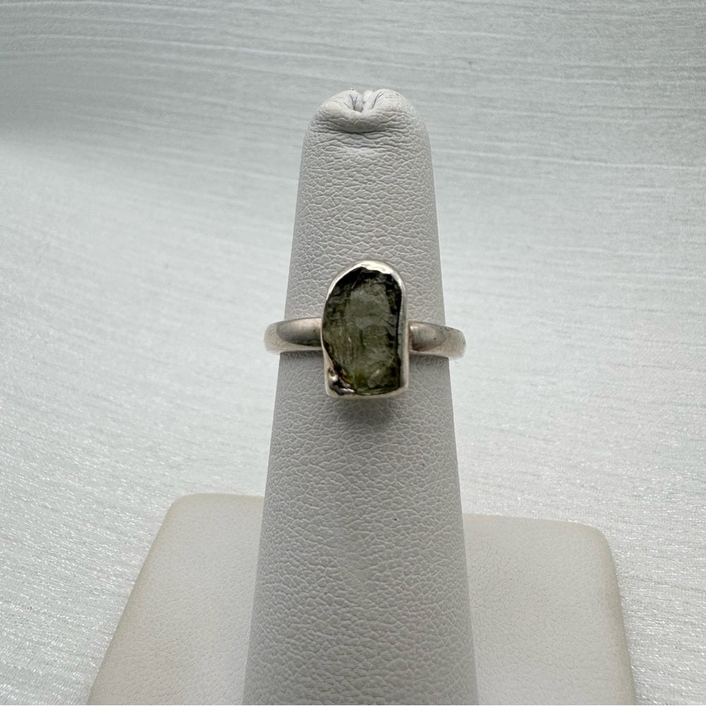 Raw Moldavite Silver Ring