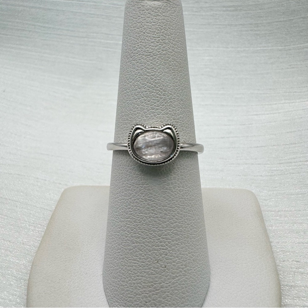 Cat Ear White Kyanite Silver Ring
