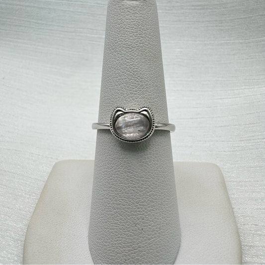 Cat Ear White Kyanite Silver Ring
