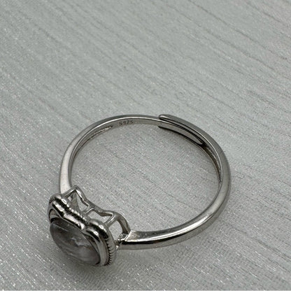 Cat Ear White Kyanite Silver Ring