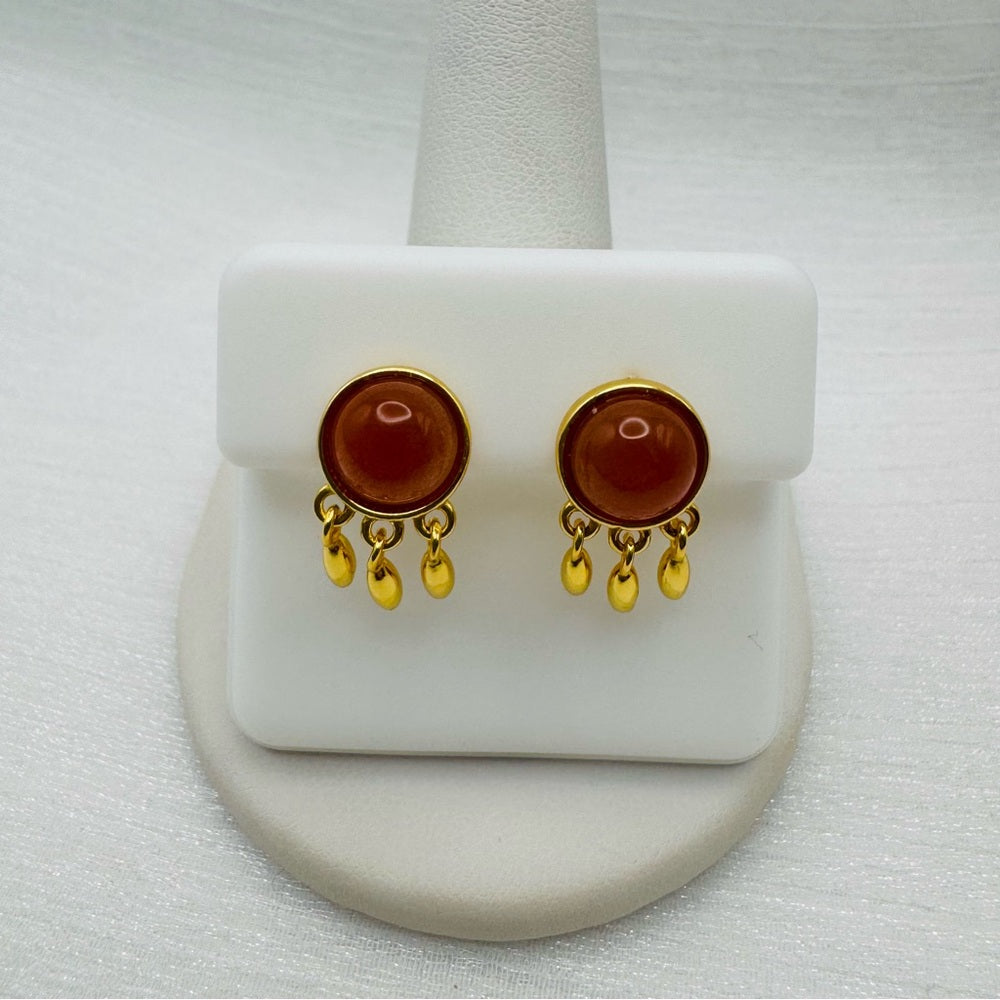 Carnelian Gold Dangle Earrings
