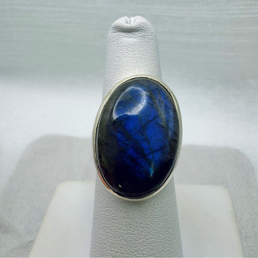 S925 Oval Labradorite Ring
