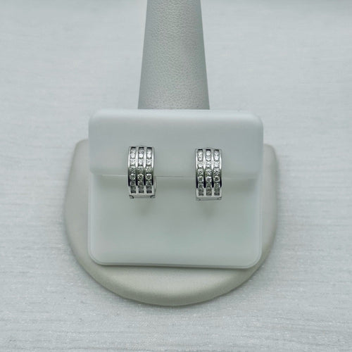1.06 CT Total Moissanite Triple Pavé Huggie Earrings