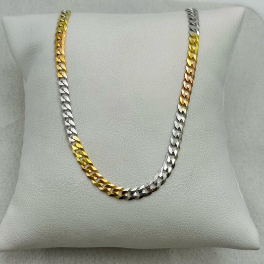 S925 Tri Color Chain Necklace 21”