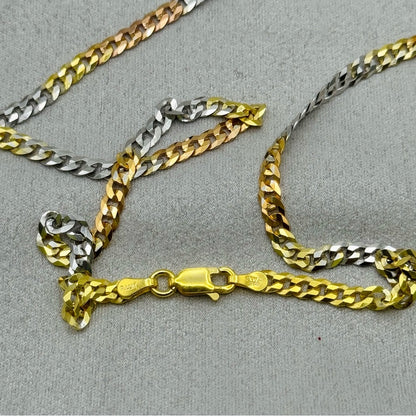 S925 Tri Color Chain Necklace 21”