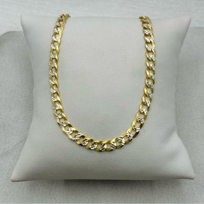 S925 Diamond Cut Gold Chunky Cuban Link Chain Necklace