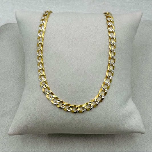 S925 Diamond Cut Gold Chunky Cuban Link Chain Necklace