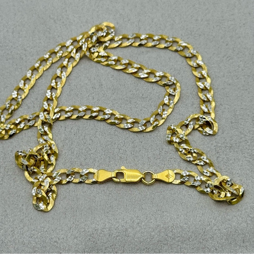 S925 Diamond Cut Gold Chunky Cuban Link Chain Necklace