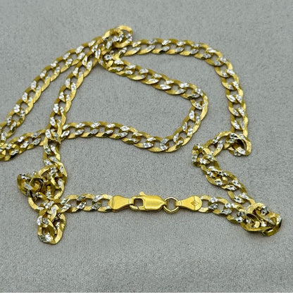 S925 Diamond Cut Gold Chunky Cuban Link Chain Necklace