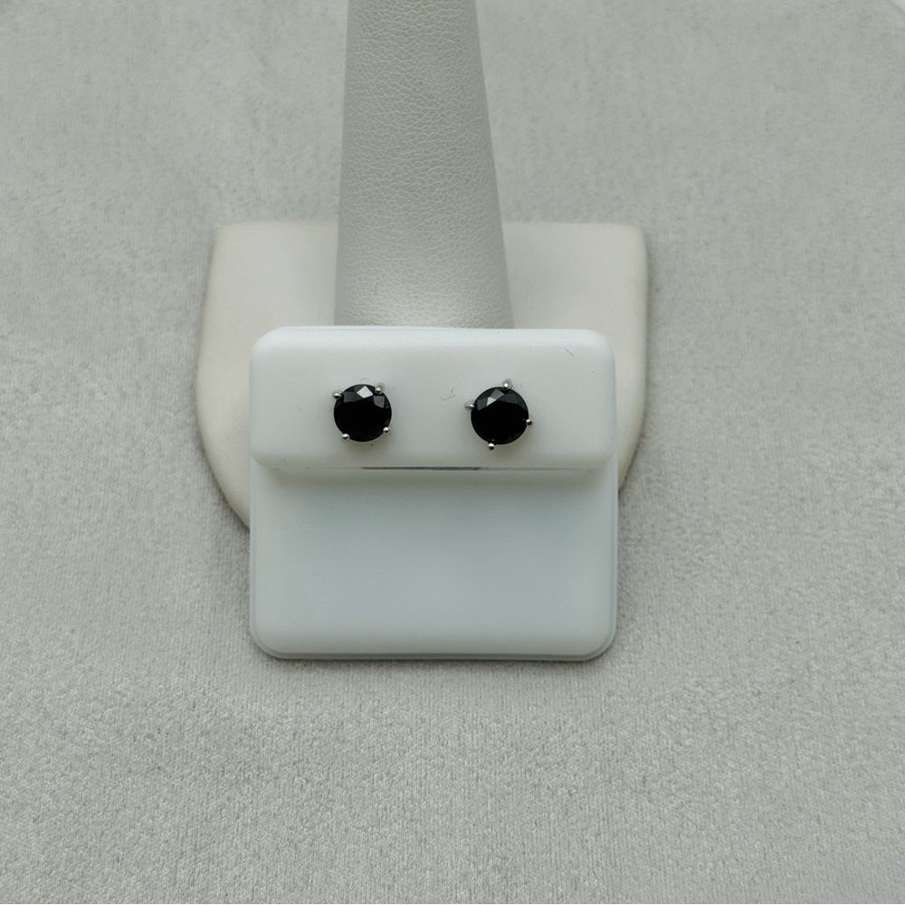 1.56 CT Black Onyx CZ Round Stud Earrings