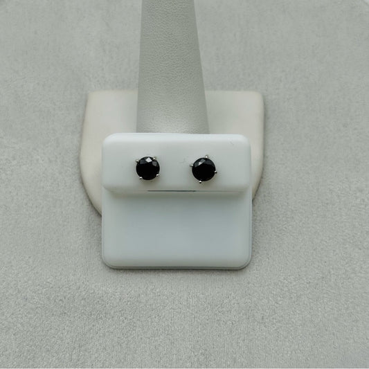 1.56 CT Black Onyx CZ Round Stud Earrings