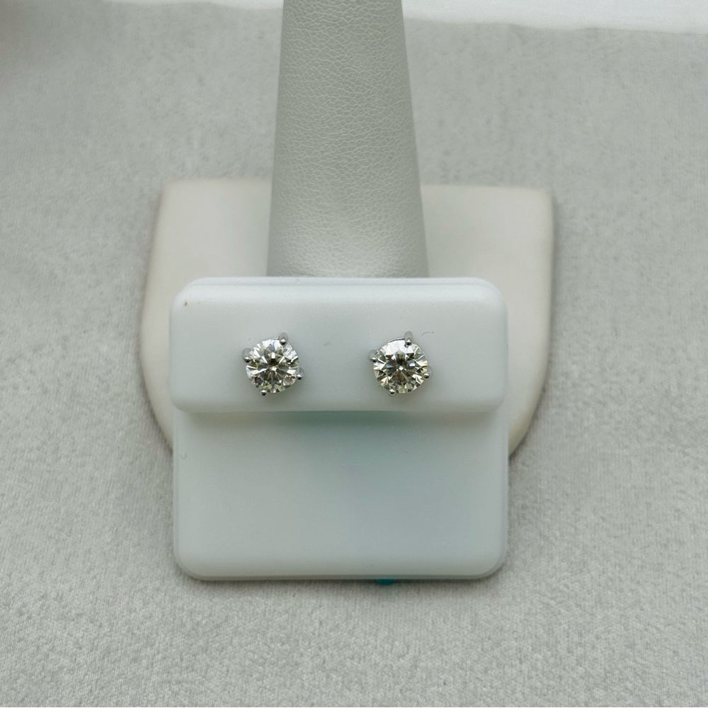3 CT Total Moissanite Round Stud Earrings