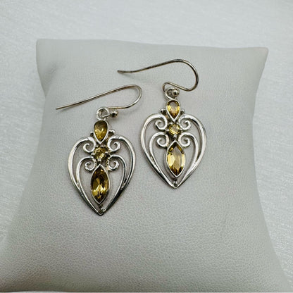 S925 Citrine Dangle Earrings