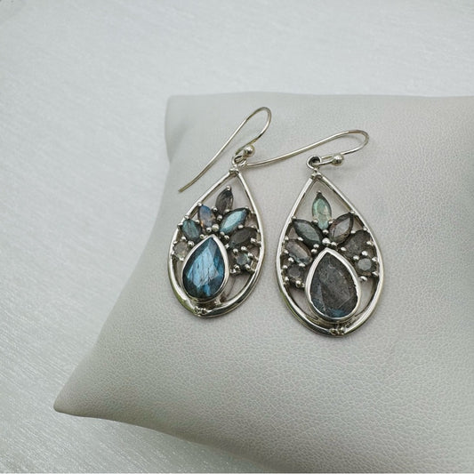 S925 Labradorite Teardrop Dangle Earrings