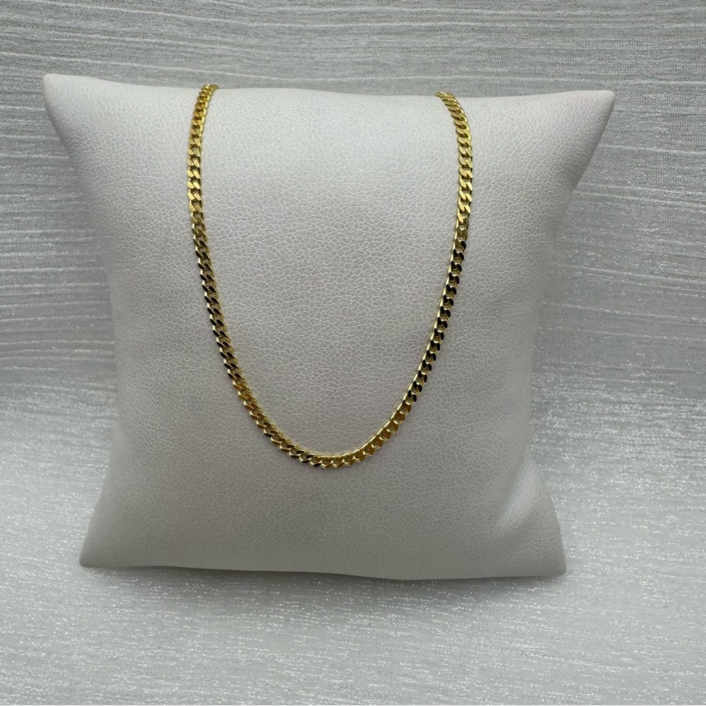 Gold over S925 Sterling Silver Cuban Link Chain Necklace