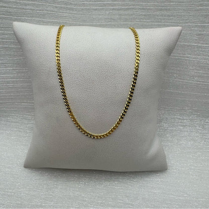 Gold over S925 Sterling Silver Cuban Link Chain Necklace