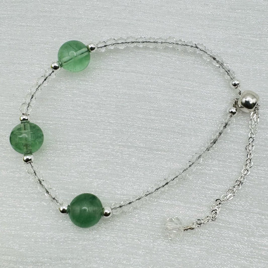 Clear Quartz & Green Aventurine Adjustable Bracelet