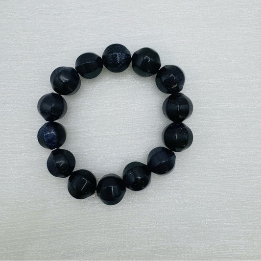 Dark Blue Sandstone Stretchy Gemstone Bracelet