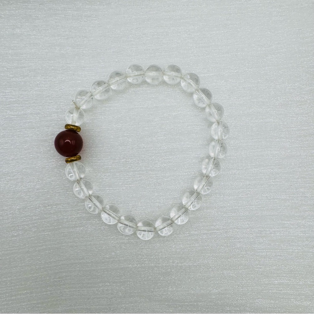 Clear Quartz & Carnelian Gemstone Stretchy Bracelet