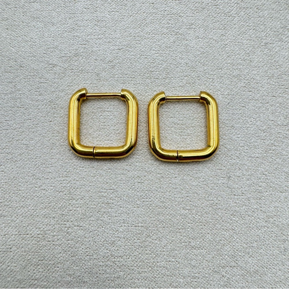 10 mm Square Hoop/ Huggie Earrings - Gold (#46)
