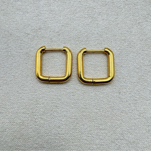 10 mm Square Hoop/ Huggie Earrings - Gold (#46)