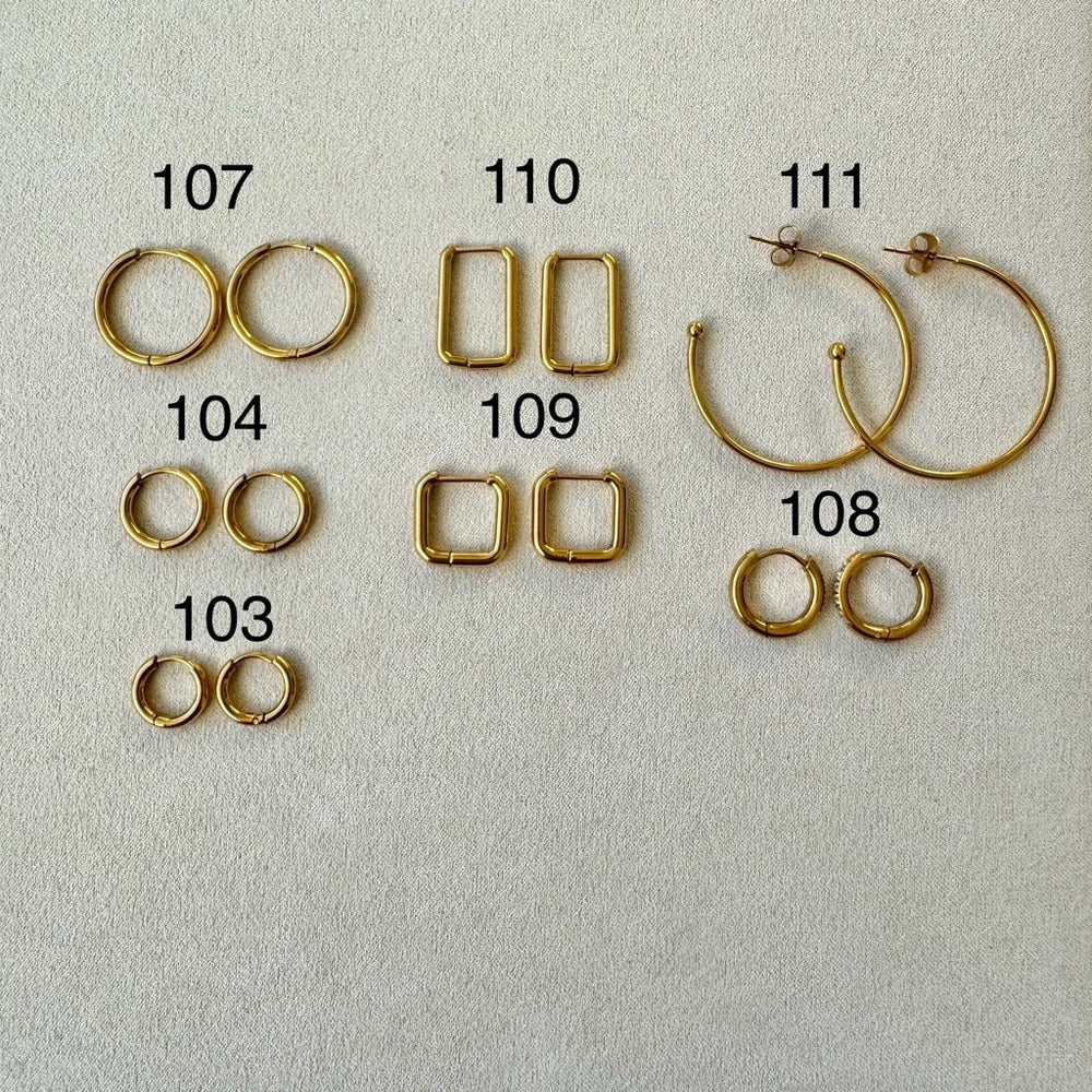 10 mm Square Hoop/ Huggie Earrings - Gold (#46)