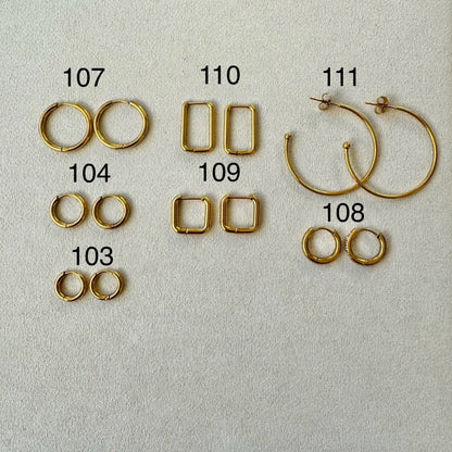 #109 | 10 mm | Square Hoop Earrings - Gold