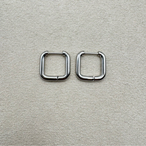 10 mm Square Hoop/ Huggie Earrings - Silver (#46)
