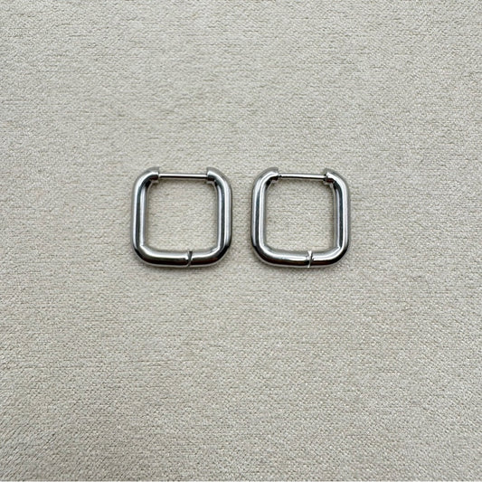 #109 | 10 mm | Square Hoop Earrings - Silver
