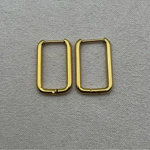 9 mm Rectangle Hoop/ Huggie Earrings - Gold (#47)