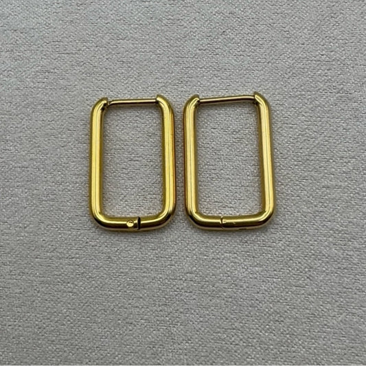 #110 | 9 mm | Rectangle Hoop Earrings - Gold